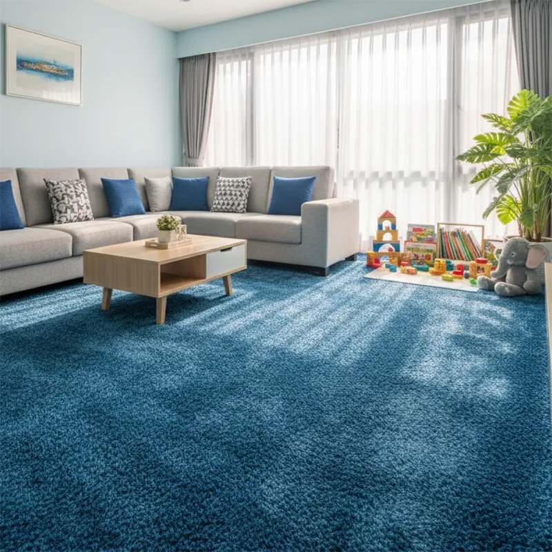 เปลี่ยนห้องธรรมดาให้กลายเป็นมุมพักผ่อนสุดพิเศษ ด้วยพรมทอสีฟ้า