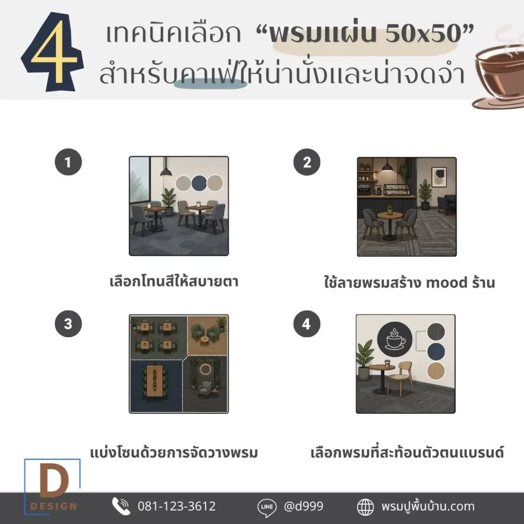 พรมแผ่นช่วยเพิ่มเอกลักษณ์ให้คาเฟ่ พร้อมร้านขายพรมและบริการปูพรมครบวงจร