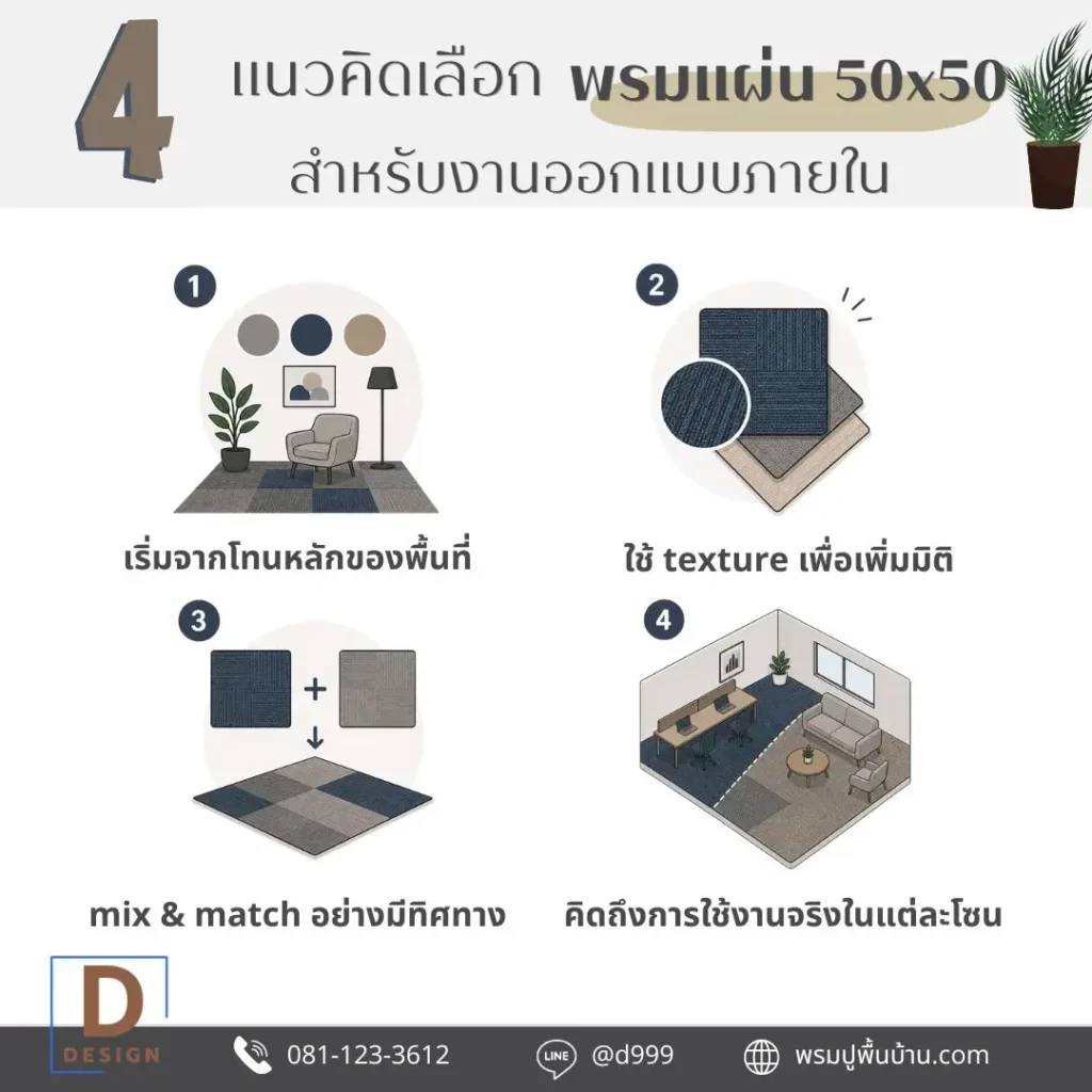 พรมแผ่นช่วยให้การออกแบบดูต่อเนื่องและสมดุล พร้อมร้านขายพรมและบริการปูพรม
